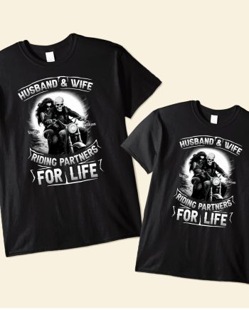 Husband And Wife Riding Partners For Life - Personalized Matching Shirts