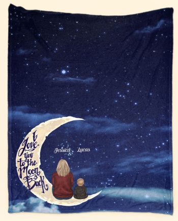 I Love You To The Moon And Back - Personalized Grandma Blanket Big Size