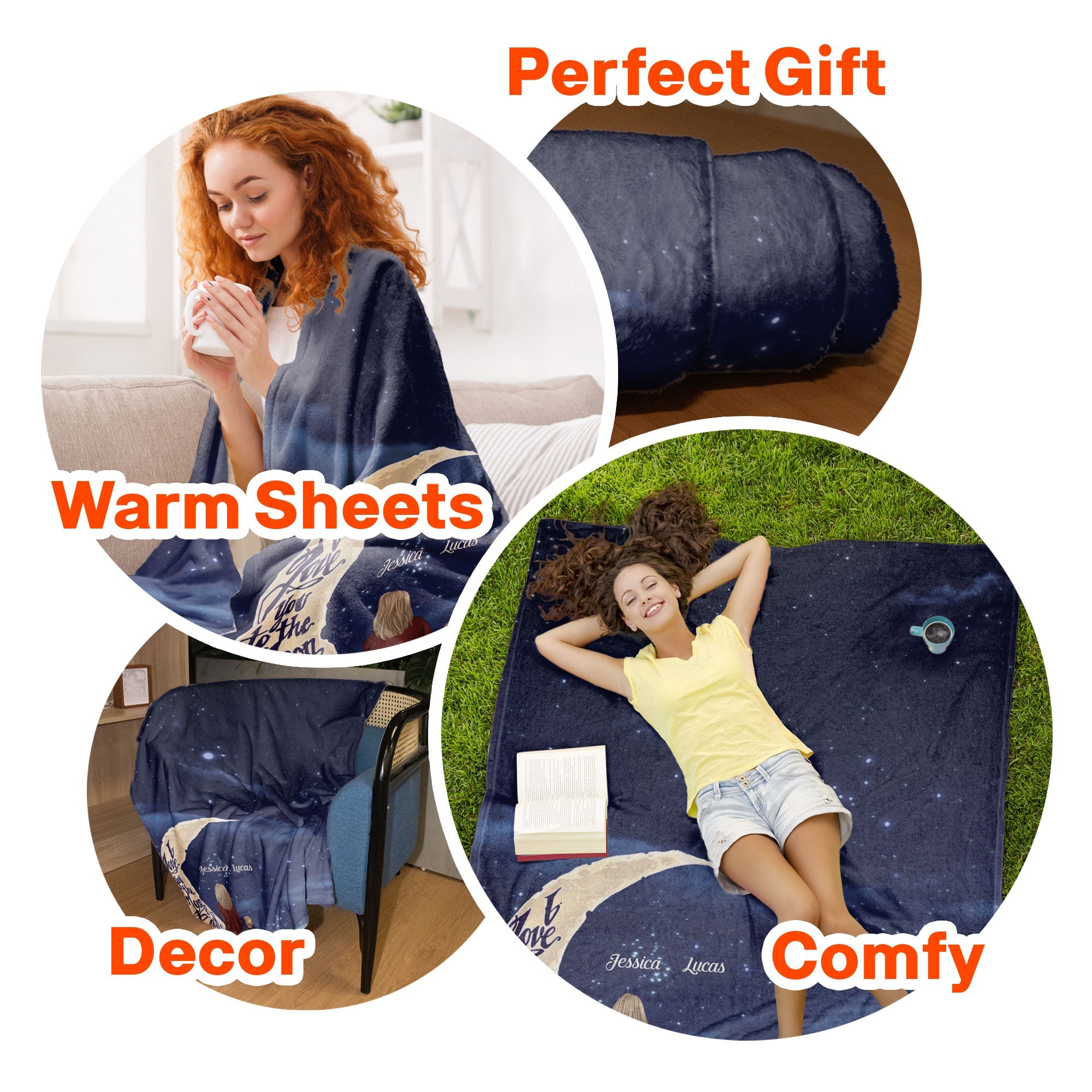 I Love You To The Moon And Back - Personalized Grandma Blanket Big Size