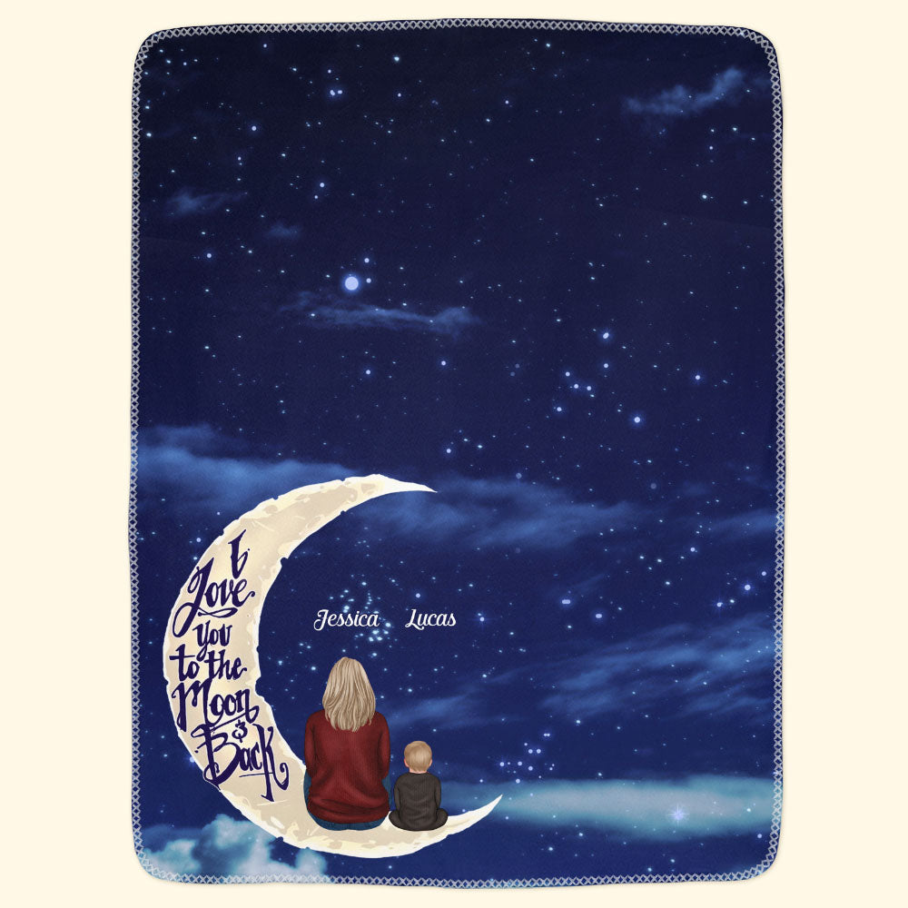 I Love You To The Moon And Back - Personalized Grandma Blanket Big Size