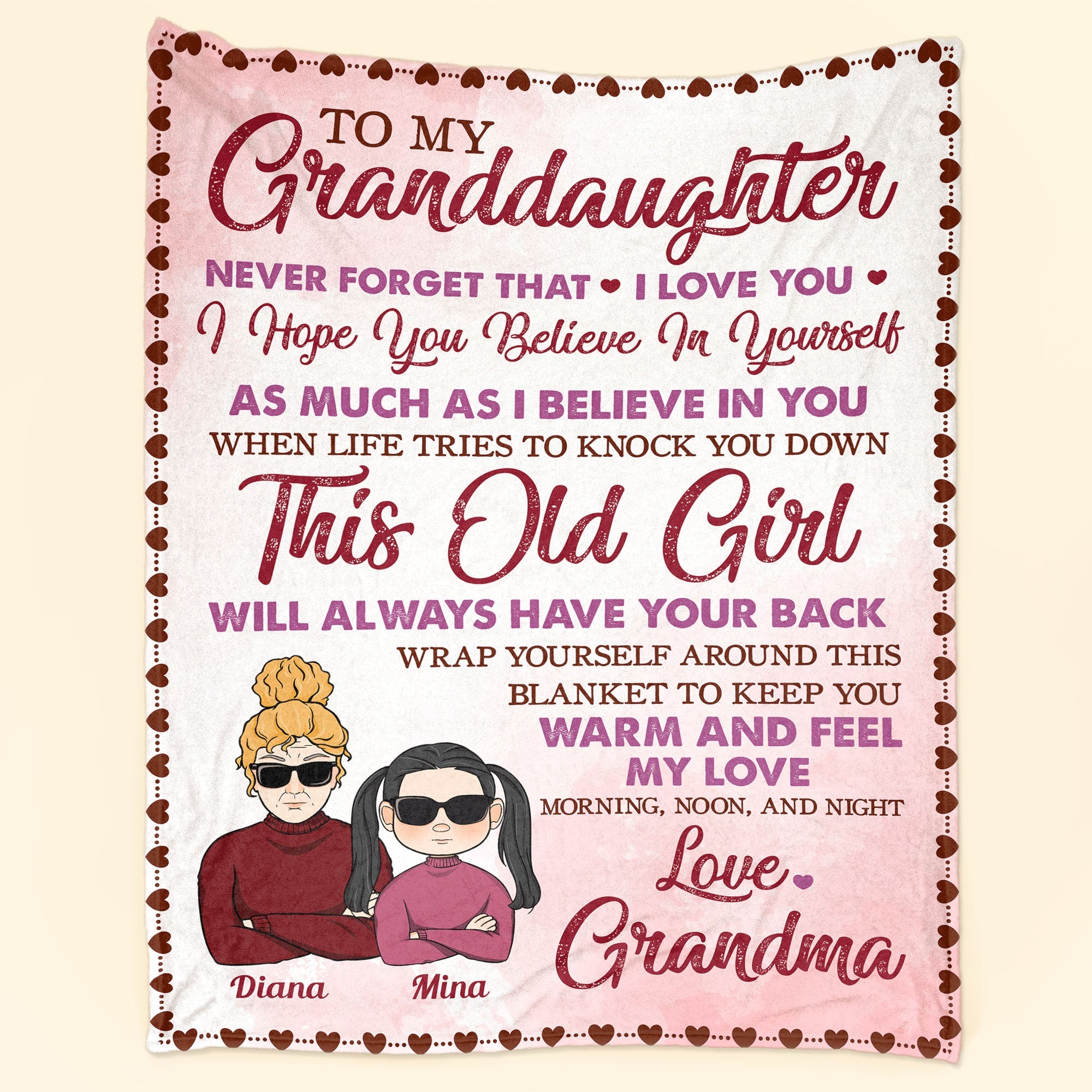 The Love Between Grandma And Granddaughter - Personalized Blanket Big Size