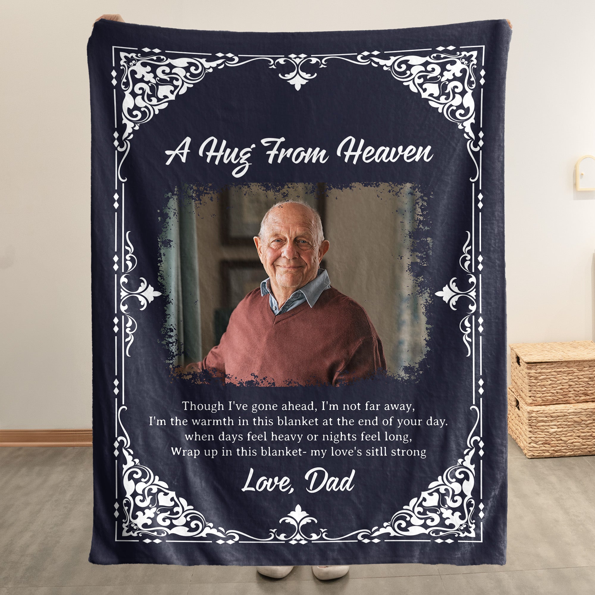 Though I've Gone Ahead, I'm Not Far Away - Personalized Photo Blanket Big Size