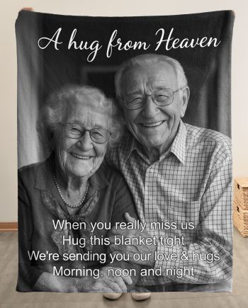 A Hug From Heaven Memorial Gifts For Family - Personalized Photo Blanket Big Size