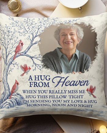 A Hug From Heaven New Version Toile De Jouy Style - Personalized Photo Pillow