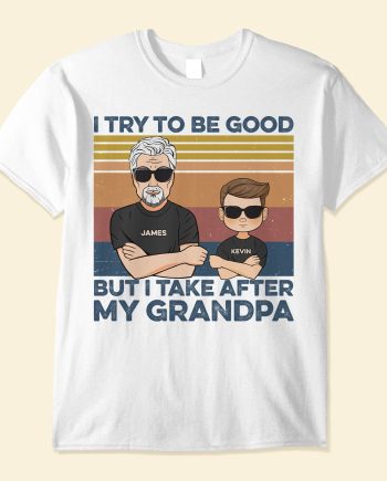I Used To Be Good But Take After Grandpa - Personalized Youth Tee - Christmas Gift For Grandchildren