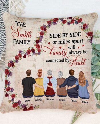 Our Family Will Always Be Connected By Heart - Personalized Pillow (Insert Included) - Birthday, Memorial Gift For Family Reunion, Family Member, Far Distance Siblings
