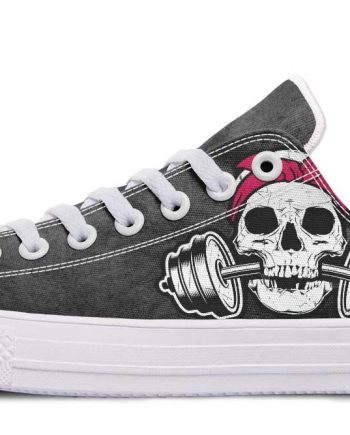 Pink Ribbon Lady Skull Lowtop Fashion Sneakers