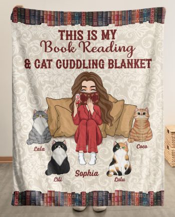 This Is My Book Reading & Cat Cuddling Blanket - Personalized Blanket Big Size